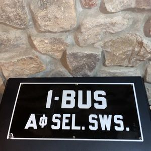 Antique Porcelain 1950s/ 60s European Bus Sign. 10x20